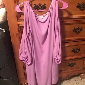Purple cold shoulder dress!